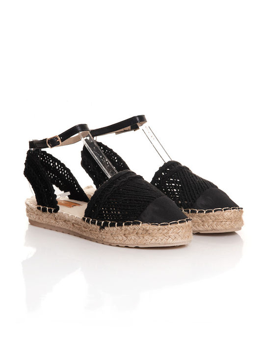 Shoe Art Geflochtene Damen Espadrilles in Schwarz Farbe