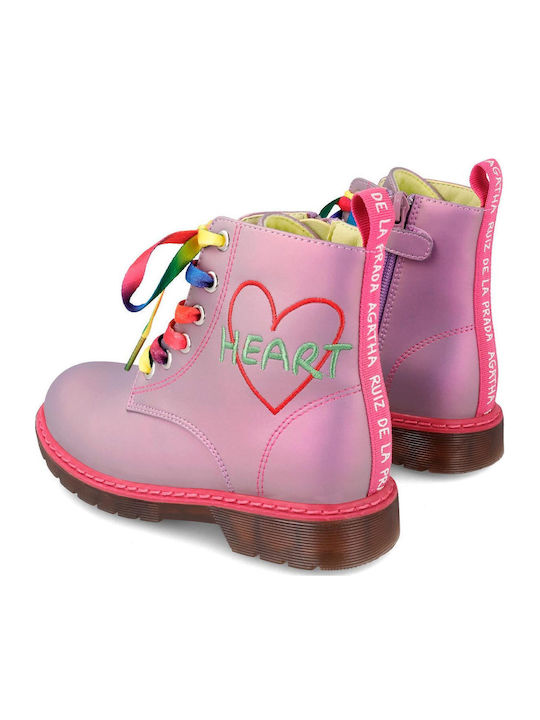 Leather Kids Boots with Zipper Purple