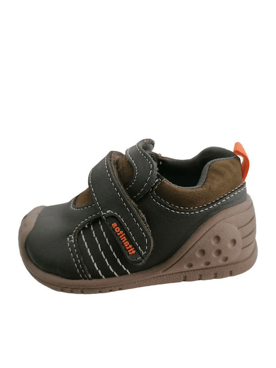 Anatomice Ghete Copii din Piele cu Velcro Kaki