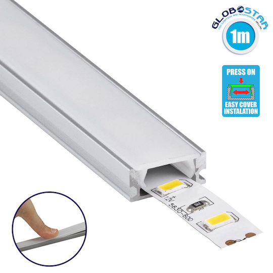 GloboStar External Aluminum Profile for LED Strip with Opal Cover 100x1.6x0.5cm