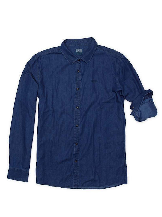 Devergo Men's Shirt Long Sleeve Denim Blue