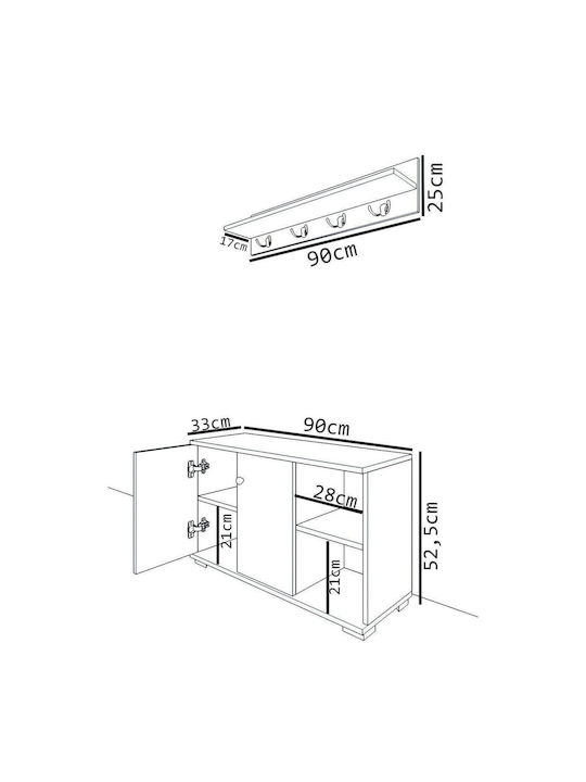 Furaha Entry Furniture with Shoe Rack 90x33x52.2cm