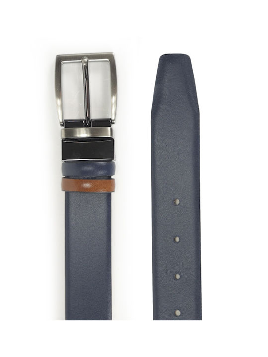 Gad Men's Leather Double Sided Belt Blue