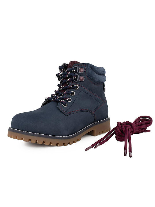 Mayoral Kids Leather Boots with Zipper Navy Blue