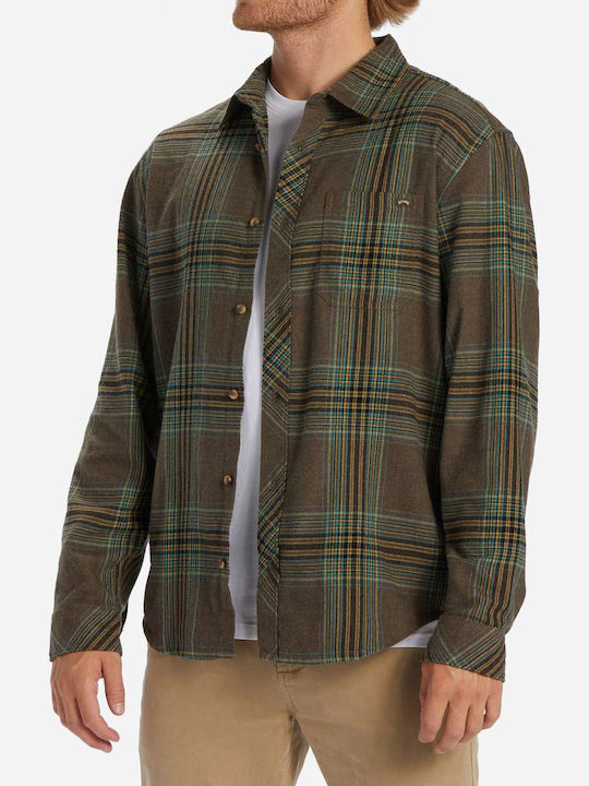 Billabong Coastline Men's Shirt Long Sleeve Flannel Checked Brown