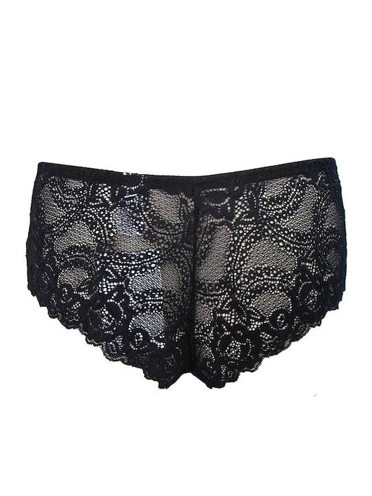 Jadea Cotton Women's Boxer with Lace Black