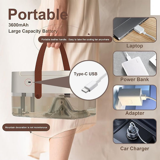 USB Fan with Water and Lighting 10W White 801208_W 6972113801208W
