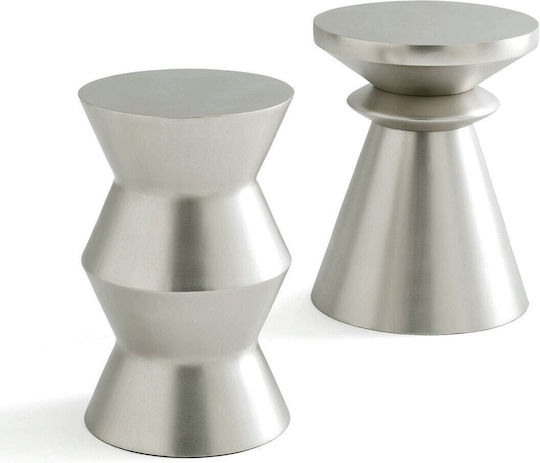 Rotund Măsuță auxiliară Din aluminiu Argintiu L30xW30xH45cm.