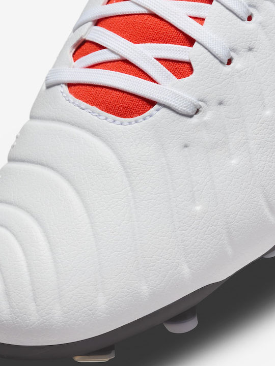 Nike Tiempo Legend 10 Pro Football Shoes with Cleats White / Bright Crimson / Black