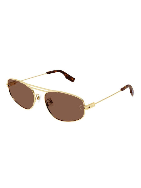 Alexander McQueen Unisex Ochelari de soare cu Auriu Cadru și Maro Lentilă