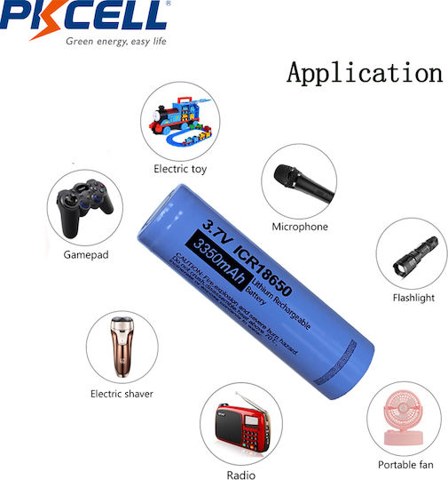Pkcell Επαναφορτιζόμενη Μπαταρία 18650 Li-ion 3350mAh 3.7V 1τμχ