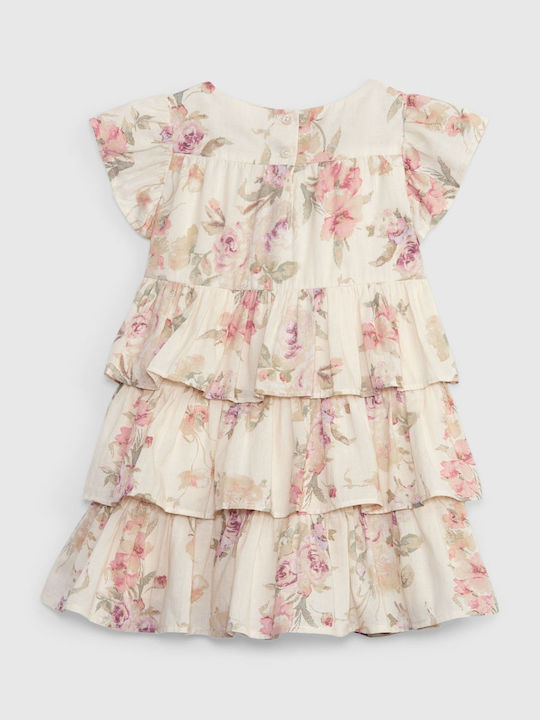 GAP Mädchen Kleid Blumen Beige