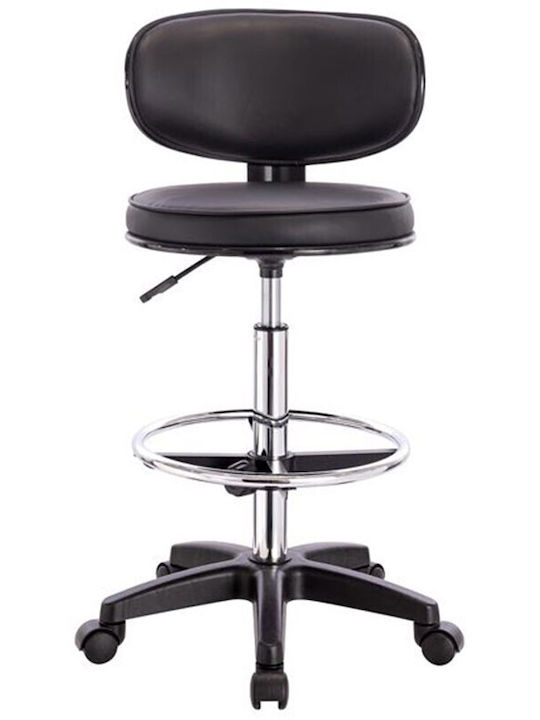 Office Desk Stool with Backrest BF406 Black 50x50x90cm