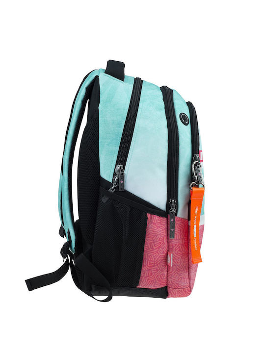 Maui & Sons Pastel School Bag Backpack Elementary, Elementary Multicolour with Water Bottle Holder 27Liters