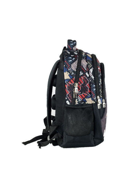 Back Me Up Dinosaur School Bag Backpack Elementary, Elementary Black with Water Bottle Holder 30Liters