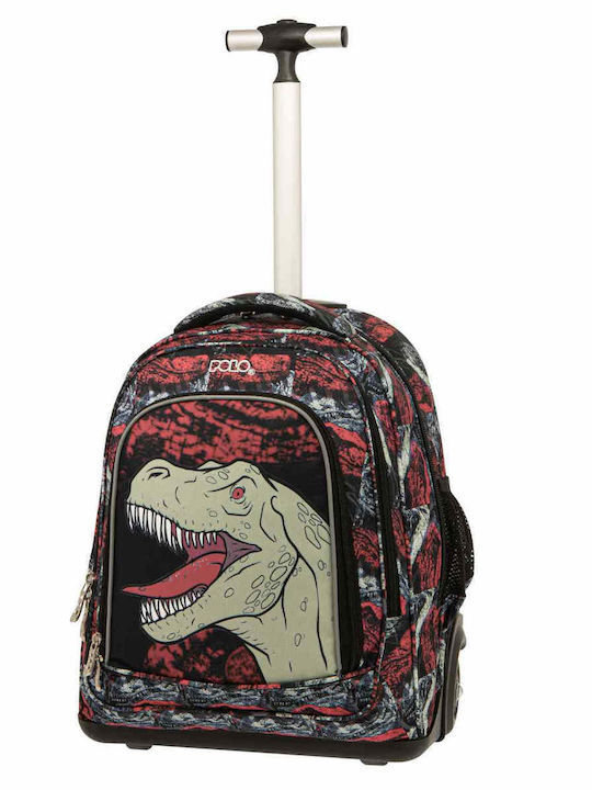 Polo Rolling School Bag Trolley Elementary, Elementary Dinosaur with Water Bottle Holder 30Liters