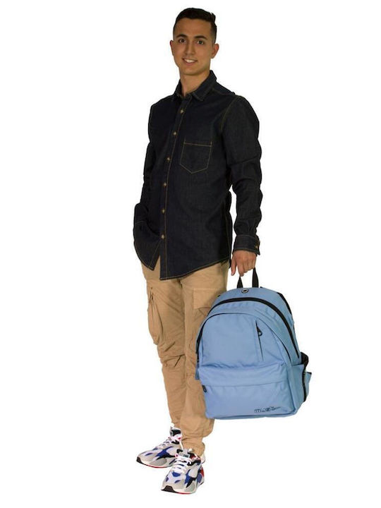 Must Team Monochrome Double Blue School Bag Backpack Junior High-High School Light Blue with Water Bottle Holder 25Liters