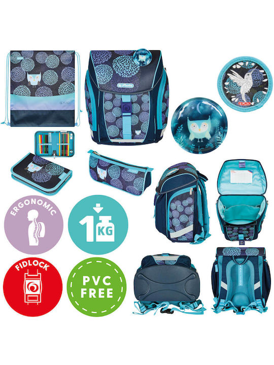 Herlitz FiloLight Plus Flower Owl 4 in 1 School Backpack for Elementary Turquoise with Water Bottle Holder 16 Litres 2026