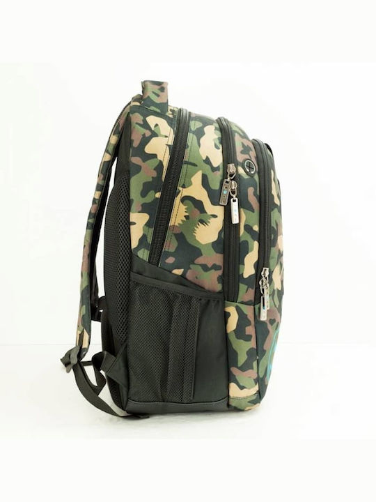Maui & Sons Maui Shark Camouflage School Bag Backpack Junior High-High School Brown with Water Bottle Holder 30Liters