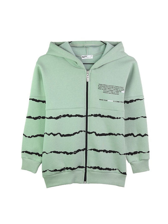 Nek Kids Wear Boys Fleece Hooded Sweatshirt with Zipper Green