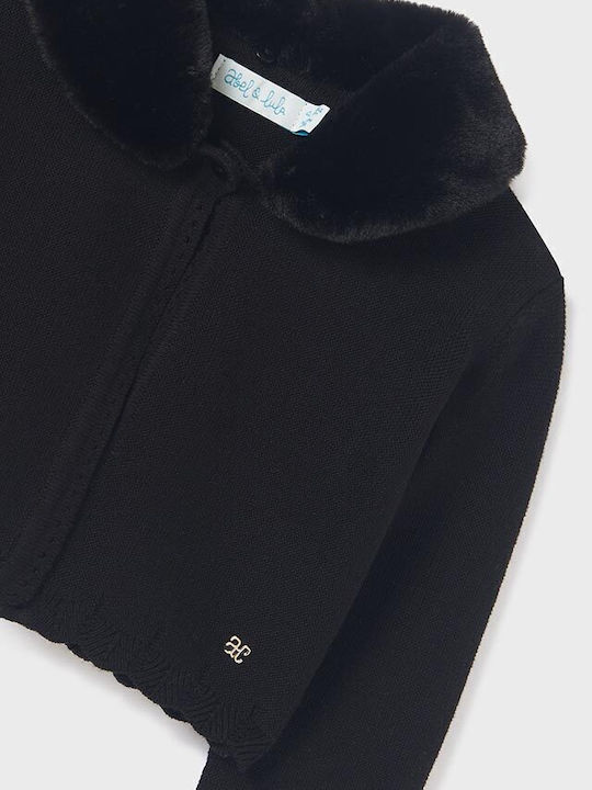 Kids Cardigan Cotton with Hood Black