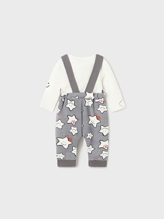 Mayoral Baby Bodysuit Set Long-Sleeved with Pants Gray 2pcs