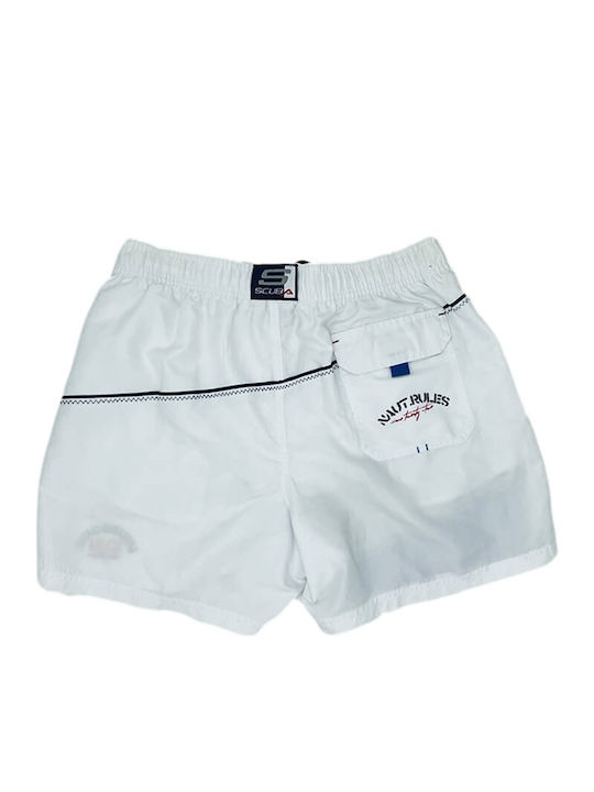 Scuba alb pentru bărbați costum de baie-shorts 119091