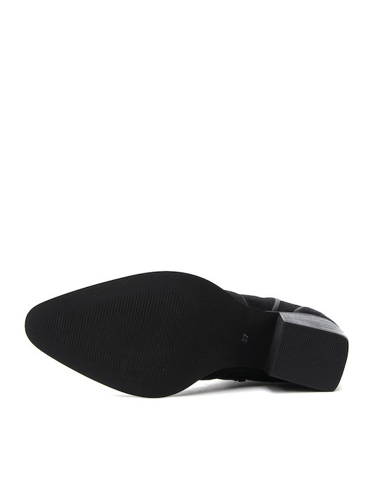 Leder Damen Cowboy-Stiefeletten Schwarz
