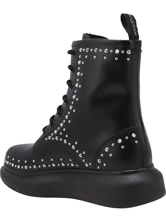 Leder Stiefeletten Damen Schwarz