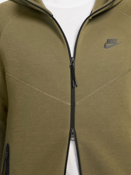 Tech Fleece Windrunner Dri-Fit Ζακέτα με Κουκούλα Χακί