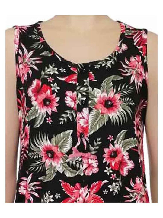 Koyote Sommer Damen Pyjama-Oberteil Black Flowers