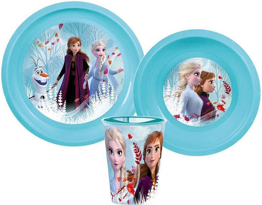 Stor Feeding Set Frozen Ii Blue Forest made of Plastic Blue 3pcs