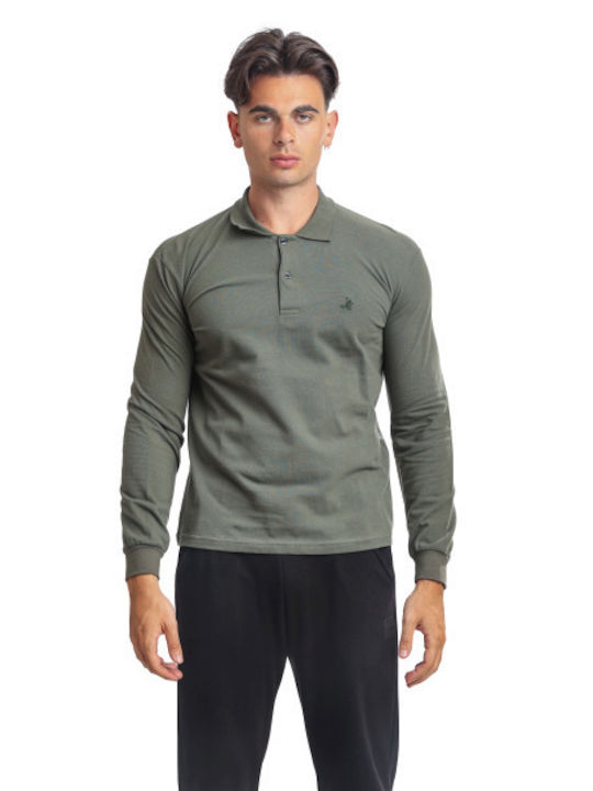 Paco & Co Men's Long Sleeve Blouse Polo Khaki