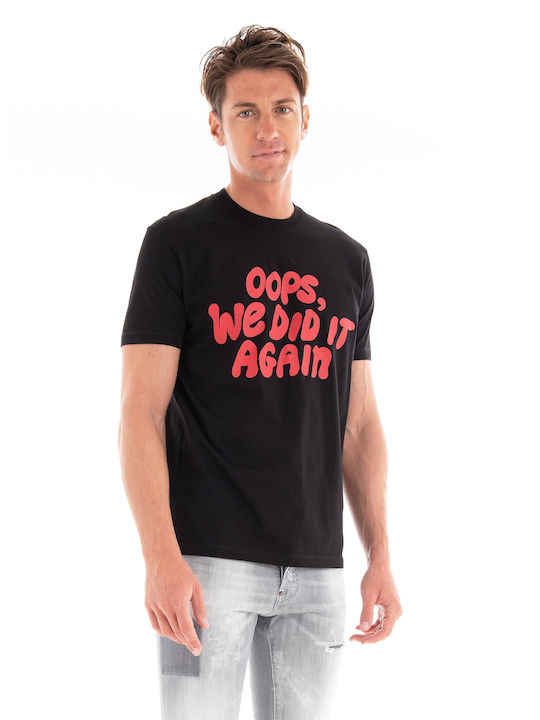 Dsquared2 T-shirt Bărbătesc cu Mânecă Scurtă Negru