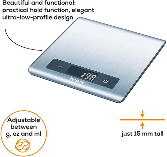 Beurer KS 51 Digital Kitchen Scale Up To 5kg Inox
