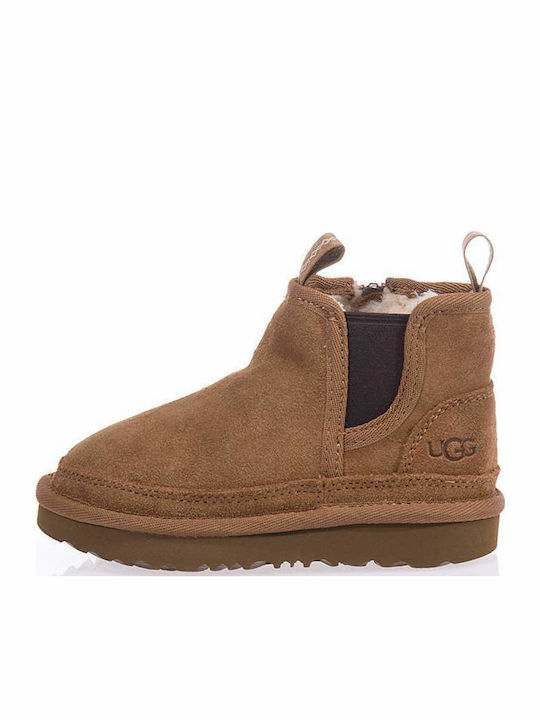 NEUMEL Suede Kids Boots with Zipper Tabac Brown
