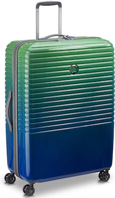 Delsey Caumartin+ Large Travel Suitcase Hard Green Blue Gradient with 4 Wheels Height 76cm