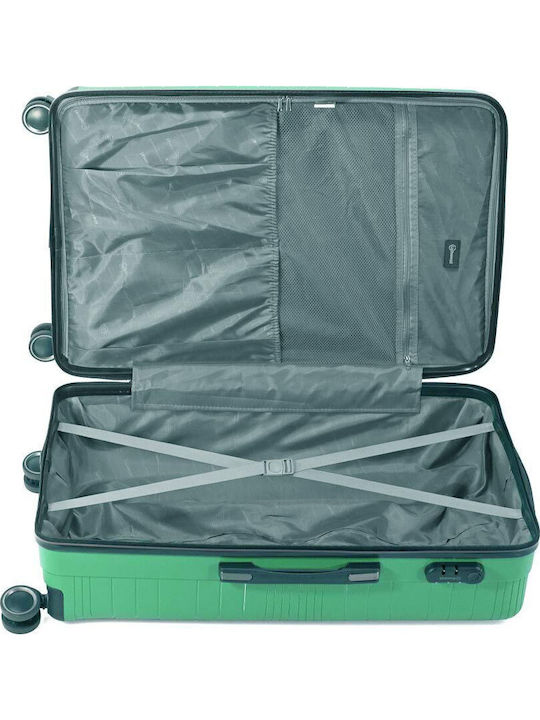 Benzi Medium Travel Suitcase Hard Μenta with 4 Wheels Height 65cm