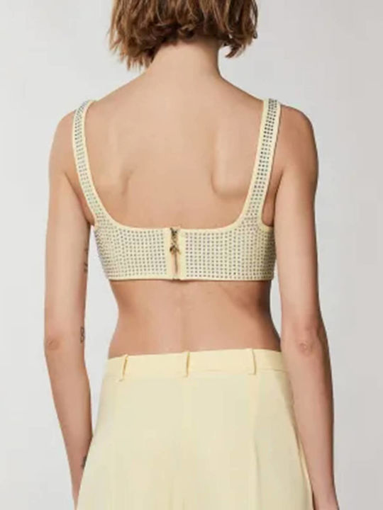Γυναικείο Crop Top Αμάνικο Καλοκαιρινό Κίτρινο