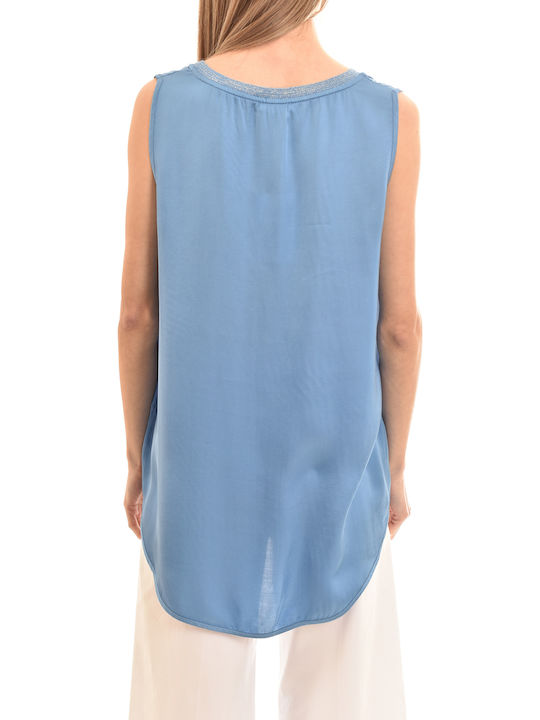 Bluze Damă Fără Mânecă de Vară în Albastru