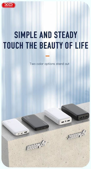 XO PR183 Power Bank 20000mAh με 2 Θύρες USB-A και Θύρα USB-C Μαύρο