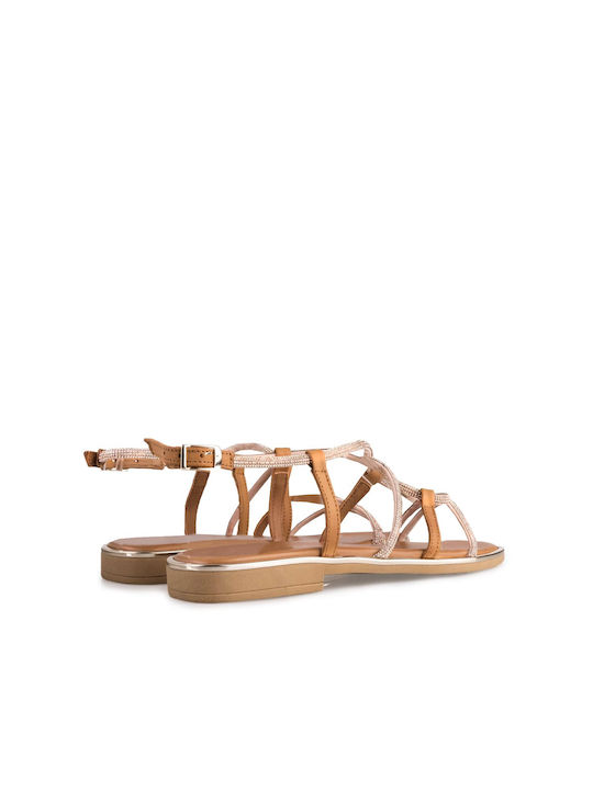 Sagiakos Damen Flache Sandalen in Tabac Braun Farbe