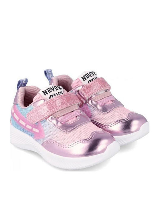 Παιδικά Sneakers με Σκρατς & Φωτάκια Ροζ