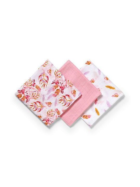 Babyono Muslin Swaddle Blanket Pink 70x70cm 3pcs