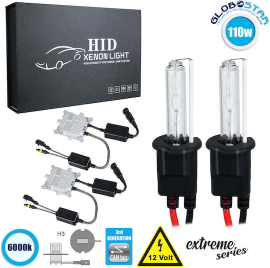 GloboStar Xenon Beleuchtungsset Extreme Series H3 Can Bus 110W 9-16V 6000K Kaltes Weiß