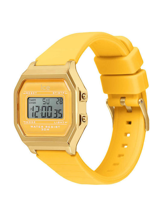 Ice Digital Uhr Chronograph Batterie mit Gelb Kautschukarmband