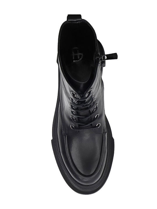 Leder Stiefeletten Damen Schwarz