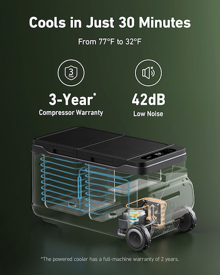 Anker EverFrost Dual-Zone Powered Cooler Portable Fridge 53L Solar Black