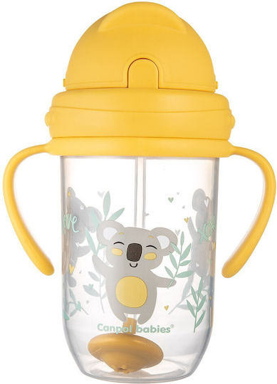 Canpol Babies Baby Cup with Handles and Straw Non Spill made of Plastic Yellow 270ml for 6m+m+