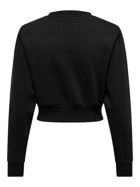 Gekürzt Damen Sweatshirt Schwarz